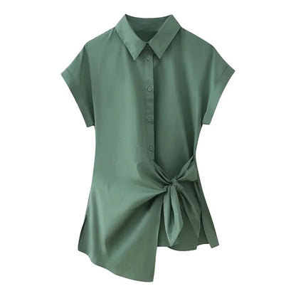 Dames Blouse Zomerse Lichte Katoen met Knopen