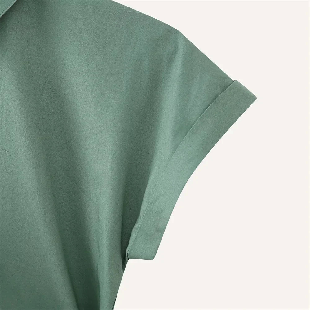 Vrouwelijke Zomer Blouse van Katoen met V-Hals