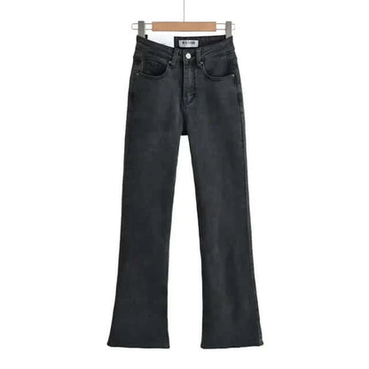 Dames Hoge Taille Flared Jeans met Franjes