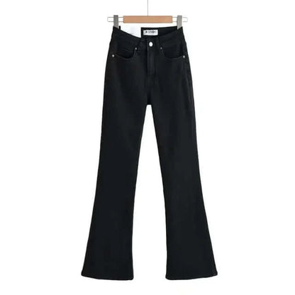 Dames Hoge Taille Flared Jeans met Franjes