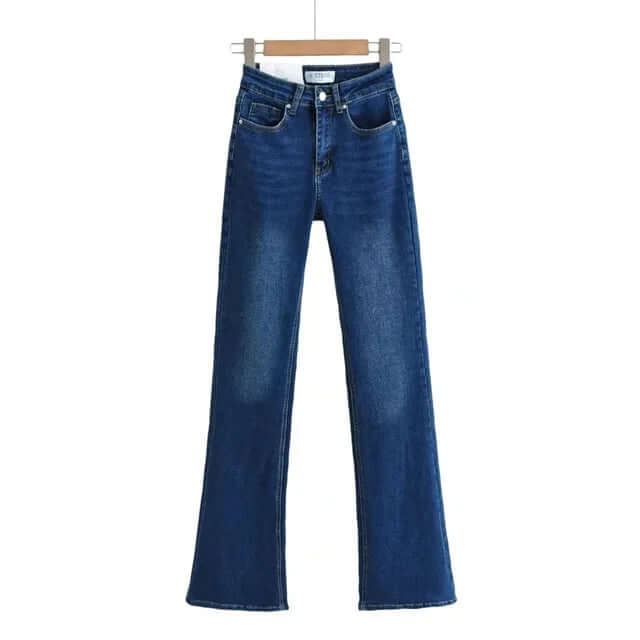 Dames Hoge Taille Flared Jeans met Franjes - StudioMarella