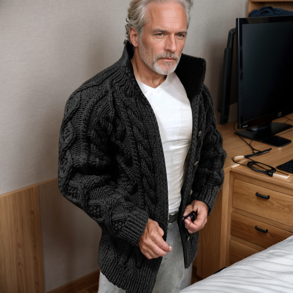 Heren Cardigan Kabelbrei Warm en Comfortabel