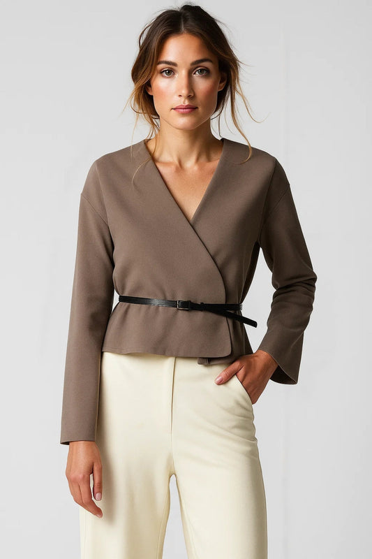 Dames Blazer Gekruist Model V-hals Elegant Stijl - StudioMarella