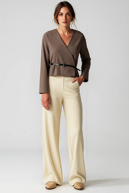 Dames Blazer Gekruist Model V-hals Elegant Stijl