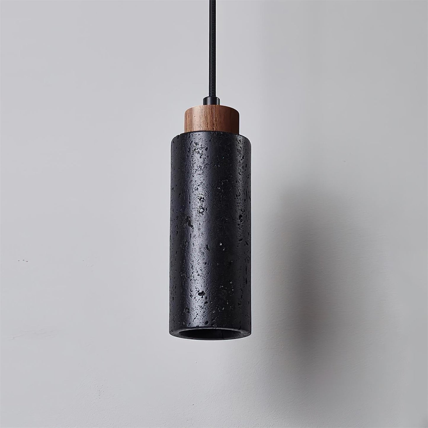 Hanglamp Travertijn Cilinder Hout LED Beige Eettafel Woonkamer Natuurlijke Steen Minimalistisch Design Verlichting Japandi Interieur