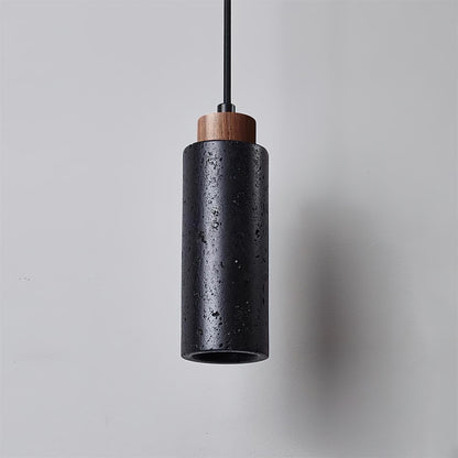 Hanglamp Travertijn Cilinder Hout LED Beige Eettafel Woonkamer Natuurlijke Steen Minimalistisch Design Verlichting Japandi Interieur