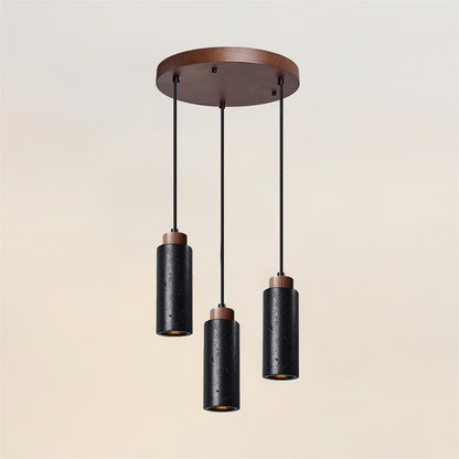 Hanglamp Travertijn Cilinder Hout LED Beige Eettafel Woonkamer Natuurlijke Steen Minimalistisch Design Verlichting Japandi Interieur