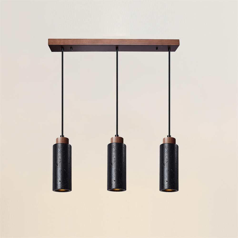 Hanglamp Travertijn Cilinder Hout LED Beige Eettafel Woonkamer Natuurlijke Steen Minimalistisch Design Verlichting Japandi Interieur