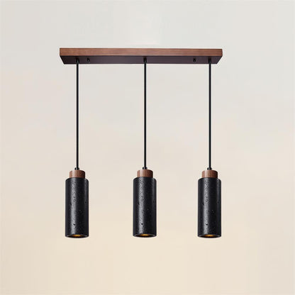 Hanglamp Travertijn Cilinder Hout LED Beige Eettafel Woonkamer Natuurlijke Steen Minimalistisch Design Verlichting Japandi Interieur