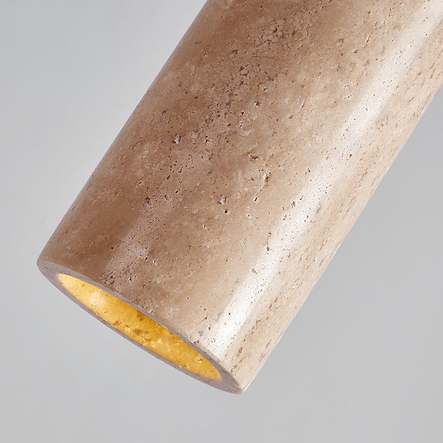 Hanglamp Travertijn Cilinder Hout LED Beige Eettafel Woonkamer Natuurlijke Steen Minimalistisch Design Verlichting Japandi Interieur