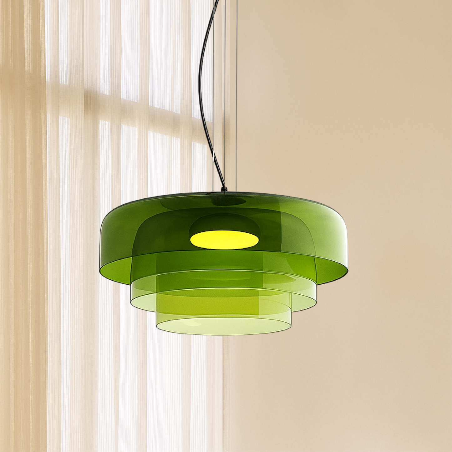 Glazen hanglamp Ø42 cm gelaagd glas groen eettafel keuken modern design sfeerverlichting