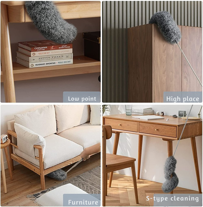 Uitschuifbare Stofplumeau met Telescoopsteel tot 250 cm en Wasbare Microvezeltop voor Plafond Meubels Ventilator