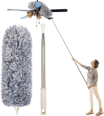 Uitschuifbare Stofplumeau met Telescoopsteel tot 250 cm en Wasbare Microvezeltop voor Plafond Meubels Ventilator