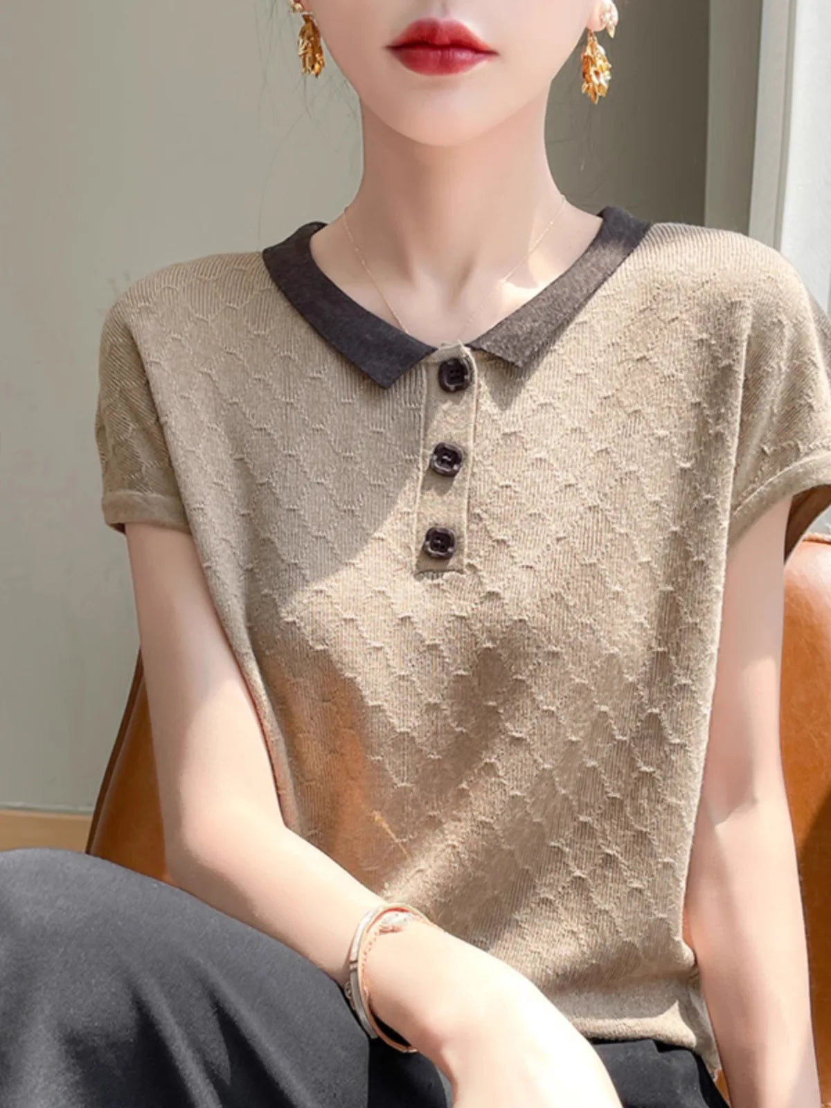 Zijden Polo T-shirt Luxe Kwaliteit Mannen