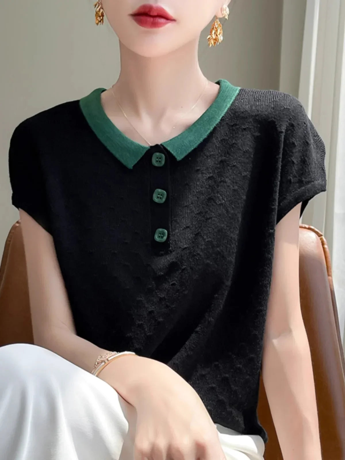 Zijden Polo T-shirt Luxe Kwaliteit Mannen