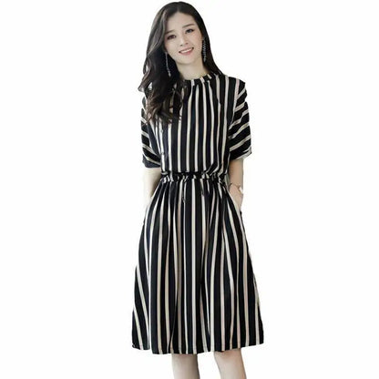 Zomerjurk Midi Gestreept Vrouwen Jurk
