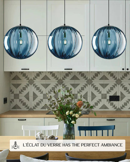 Handgeblazen glazen hanglamp bol met verstelbare kabel grijs blauw bruin rood groen amber 15x22cm 20x25cm sfeerlicht eetkamer woonkamer slaapkamer moderne design verlichting