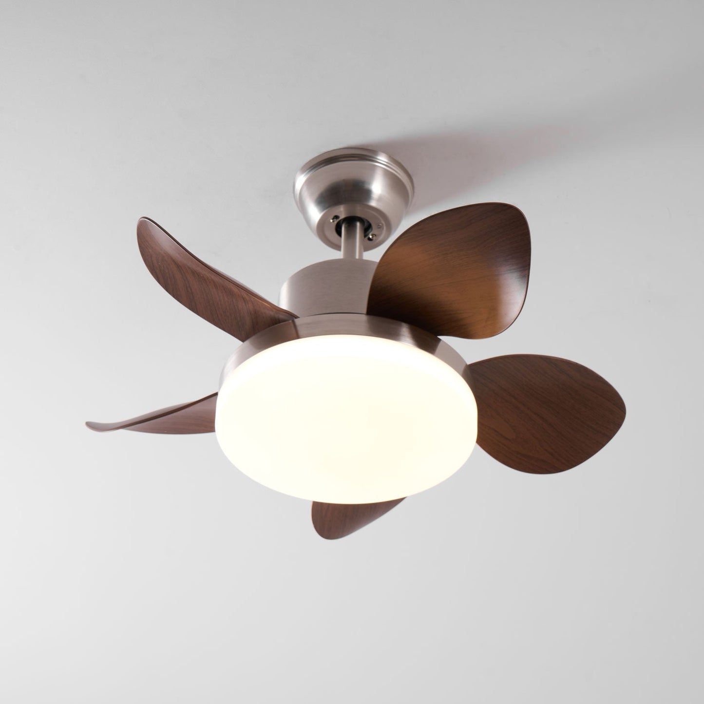 Plafondventilator Alenya met Houtlook en Geïntegreerde Verlichting Ø55cm 48W Grijsbruine Bladeren voor Alle Seizoenen
