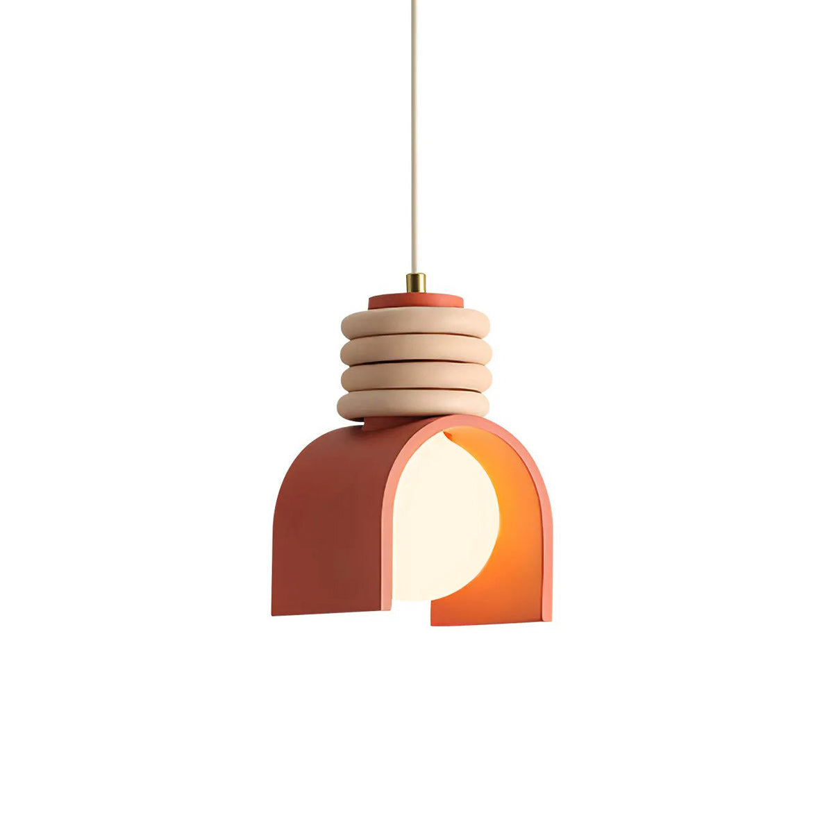 Hanglamp met Kunsthars Kap Crème & Oranje Modern Design Eetkamer Woonkamer Verlichting Scandinavisch Stijlvol