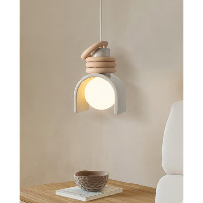 Hanglamp met Kunsthars Kap Crème & Oranje Modern Design Eetkamer Woonkamer Verlichting Scandinavisch Stijlvol