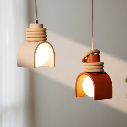 Hanglamp met Kunsthars Kap Crème & Oranje Modern Design Eetkamer Woonkamer Verlichting Scandinavisch Stijlvol