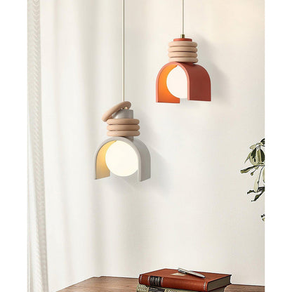 Hanglamp met Kunsthars Kap Crème & Oranje Modern Design Eetkamer Woonkamer Verlichting Scandinavisch Stijlvol