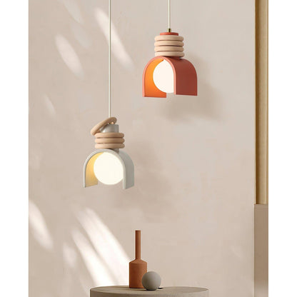 Hanglamp met Kunsthars Kap Crème & Oranje Modern Design Eetkamer Woonkamer Verlichting Scandinavisch Stijlvol