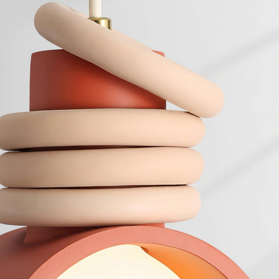 Hanglamp met Kunsthars Kap Crème & Oranje Modern Design Eetkamer Woonkamer Verlichting Scandinavisch Stijlvol