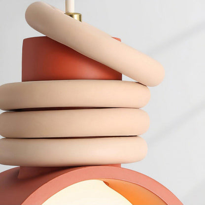 Hanglamp met Kunsthars Kap Crème & Oranje Modern Design Eetkamer Woonkamer Verlichting Scandinavisch Stijlvol