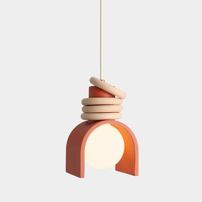 Hanglamp met Kunsthars Kap Crème & Oranje Modern Design Eetkamer Woonkamer Verlichting Scandinavisch Stijlvol