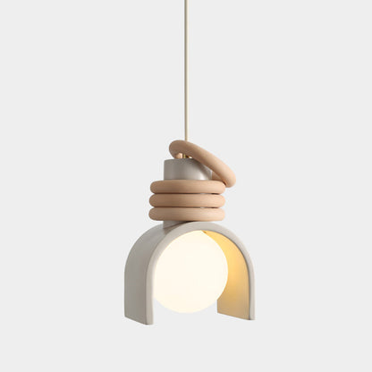 Hanglamp met Kunsthars Kap Crème & Oranje Modern Design Eetkamer Woonkamer Verlichting Scandinavisch Stijlvol