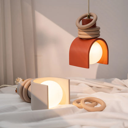 Hanglamp met Kunsthars Kap Crème & Oranje Modern Design Eetkamer Woonkamer Verlichting Scandinavisch Stijlvol