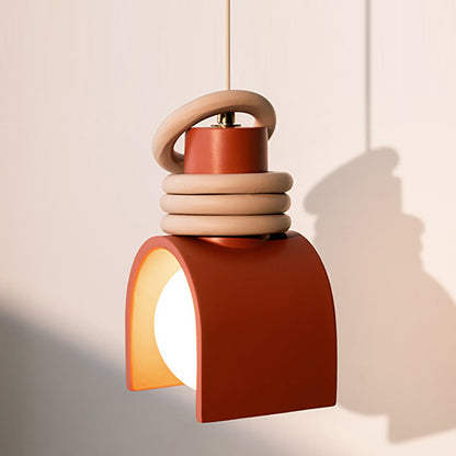 Hanglamp met Kunsthars Kap Crème & Oranje Modern Design Eetkamer Woonkamer Verlichting Scandinavisch Stijlvol