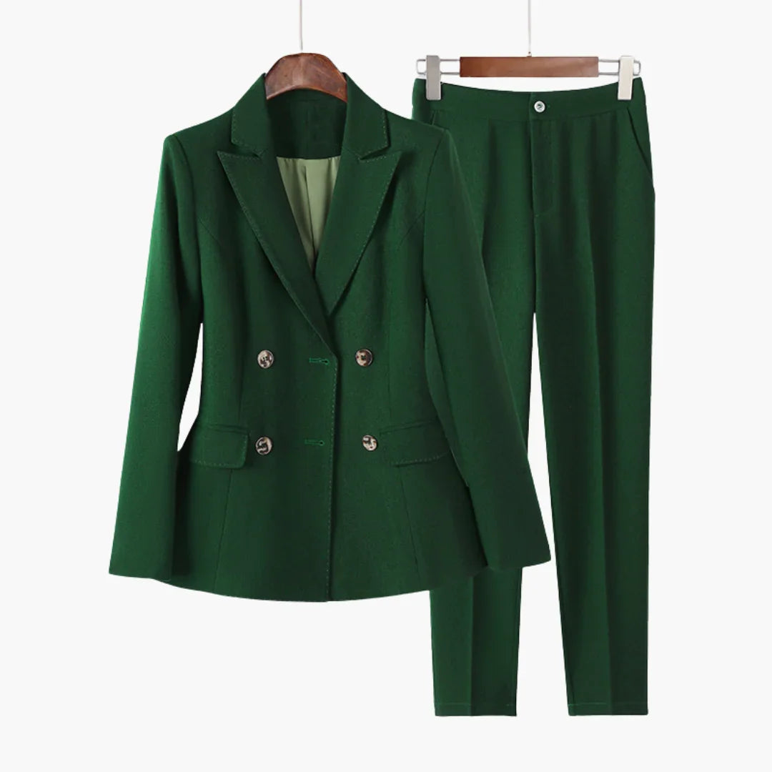 Dames Pak 2-Delig - Gestructureerde Blazer en Rechte Broek - StudioMarella