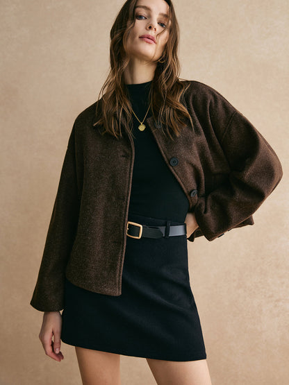 Bruine Blazer Dames - Tijdloos Modieus Model met Zwarte Knopen