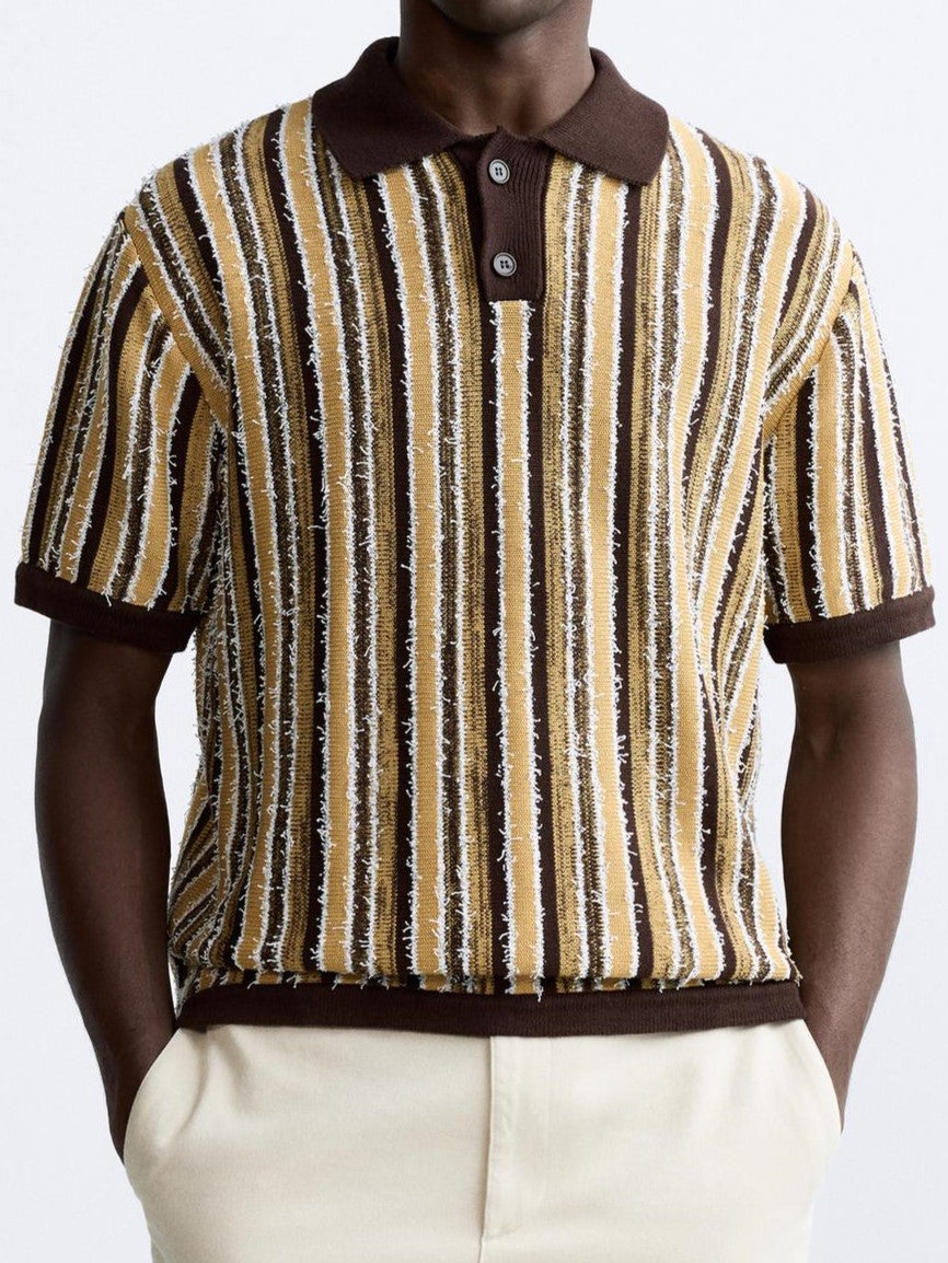 Klassiek Poloshirt met Strepen Retro Gebreid