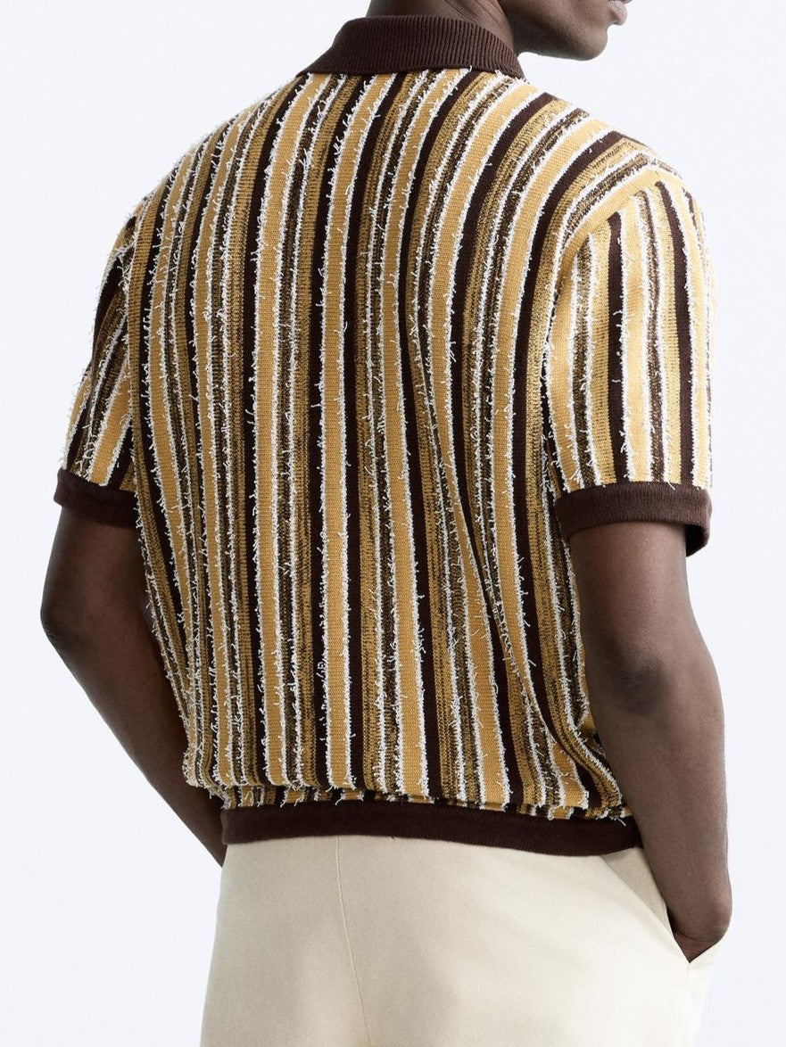 Klassiek Poloshirt met Strepen Retro Gebreid
