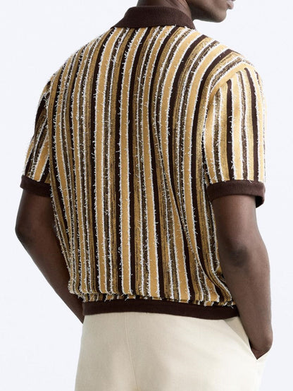Klassiek Poloshirt met Strepen Retro Gebreid