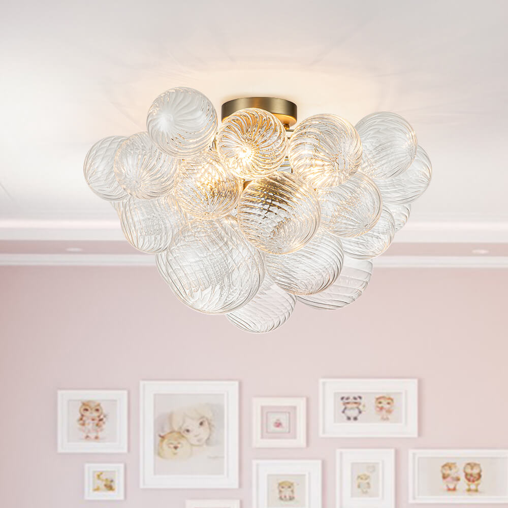 Plafondlamp Glazen Bollen Cluster 3-Lichts Messing 53cm Badkamer Woonkamer Glamour