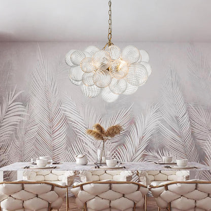 Luxe cluster kroonluchter met glazen bubbels in messing – moderne hanglamp met 3 of 8 lichtpunten