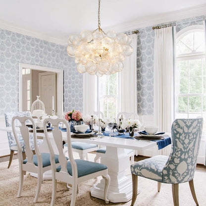 Luxe cluster kroonluchter met glazen bubbels in messing – moderne hanglamp met 3 of 8 lichtpunten