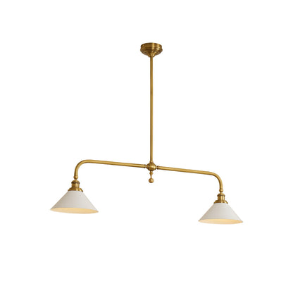 Luxe Design Hanglamp Met Witte Glazen Kappen Voor Eettafel En Keukeneiland In Messing Afwerking