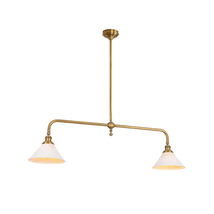 Luxe Design Hanglamp Met Witte Glazen Kappen Voor Eettafel En Keukeneiland In Messing Afwerking