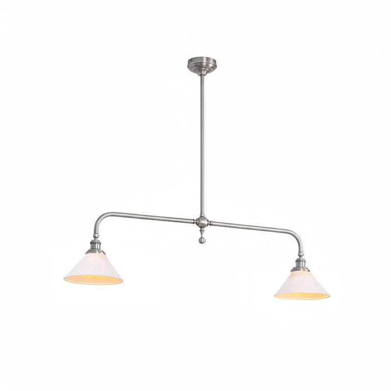 Luxe Design Hanglamp Met Witte Glazen Kappen Voor Eettafel En Keukeneiland In Messing Afwerking