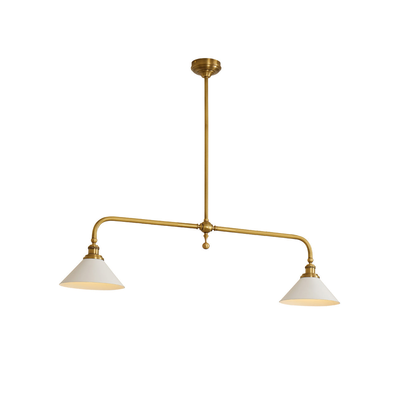 Luxe Design Hanglamp Met Witte Glazen Kappen Voor Eettafel En Keukeneiland In Messing Afwerking