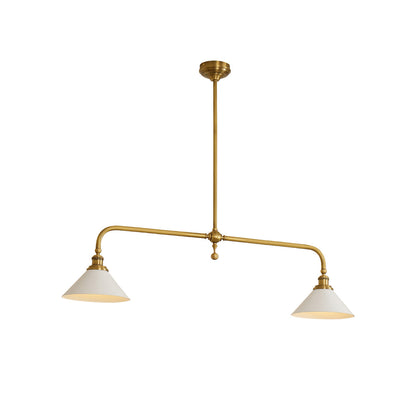 Luxe Design Hanglamp Met Witte Glazen Kappen Voor Eettafel En Keukeneiland In Messing Afwerking