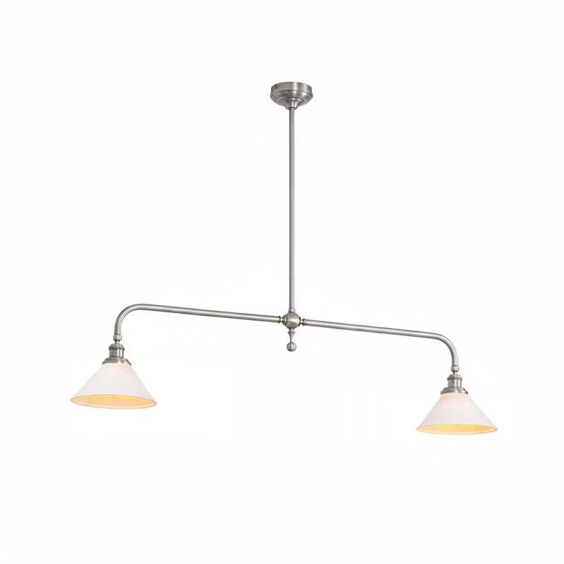 Luxe Design Hanglamp Met Witte Glazen Kappen Voor Eettafel En Keukeneiland In Messing Afwerking