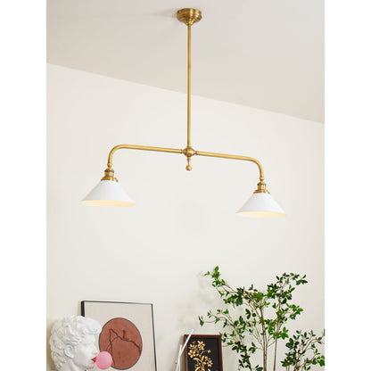 Luxe Design Hanglamp Met Witte Glazen Kappen Voor Eettafel En Keukeneiland In Messing Afwerking