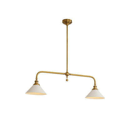 Luxe Design Hanglamp Met Witte Glazen Kappen Voor Eettafel En Keukeneiland In Messing Afwerking