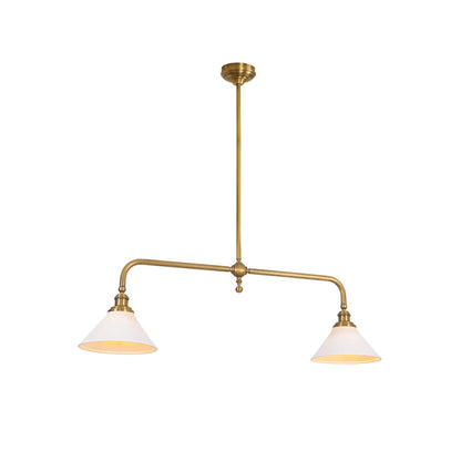 Luxe Design Hanglamp Met Witte Glazen Kappen Voor Eettafel En Keukeneiland In Messing Afwerking